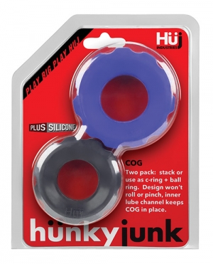 Hunky Junk Cog Ring 2 Size Double Pack - Cobalt & Tar