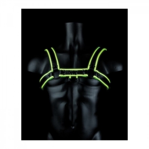 Shots Ouch Chest Bulldog Harness - Glow in the Dark S/M