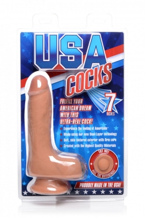 USA Cocks 7" Ameriskin Dual Density Dildo - Medium
