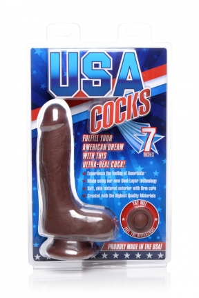 USA Cocks 7" Ameriskin Dual Density Dildo - Dark